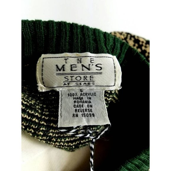 Vintage 70s Green Abstract Geometric Sweater Mens Large - Picture 4 of 4